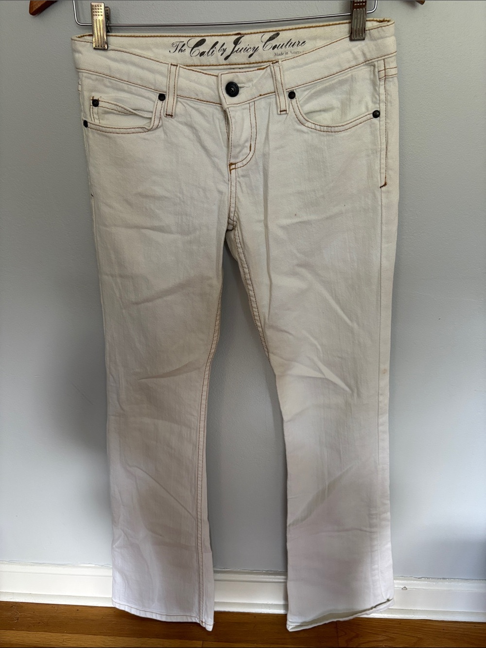Juicy Couture Cream Bootcut Jeans with Contrast Stitching